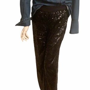 Black wide leg sequin pant